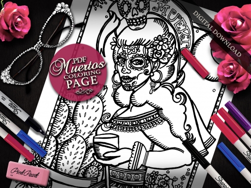 Los Muertos Coloring Page, Everyday Goddess Series