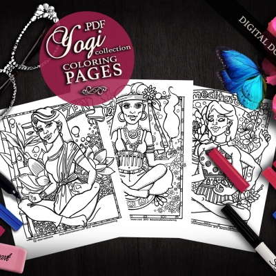 Yogi Collection; Zen, Peace & Meditate Coloring Pages, Everyday Goddess Series