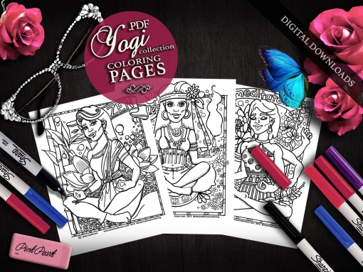 Yogi Collection; Zen, Peace & Meditate Coloring Pages, Everyday Goddess Series
